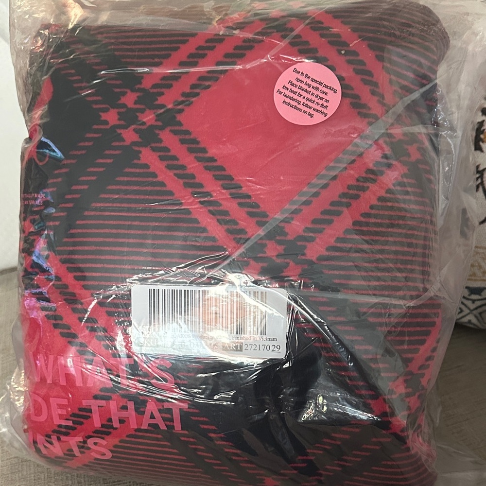 Victoria Secret Pink Plaid Red and Black blanket
